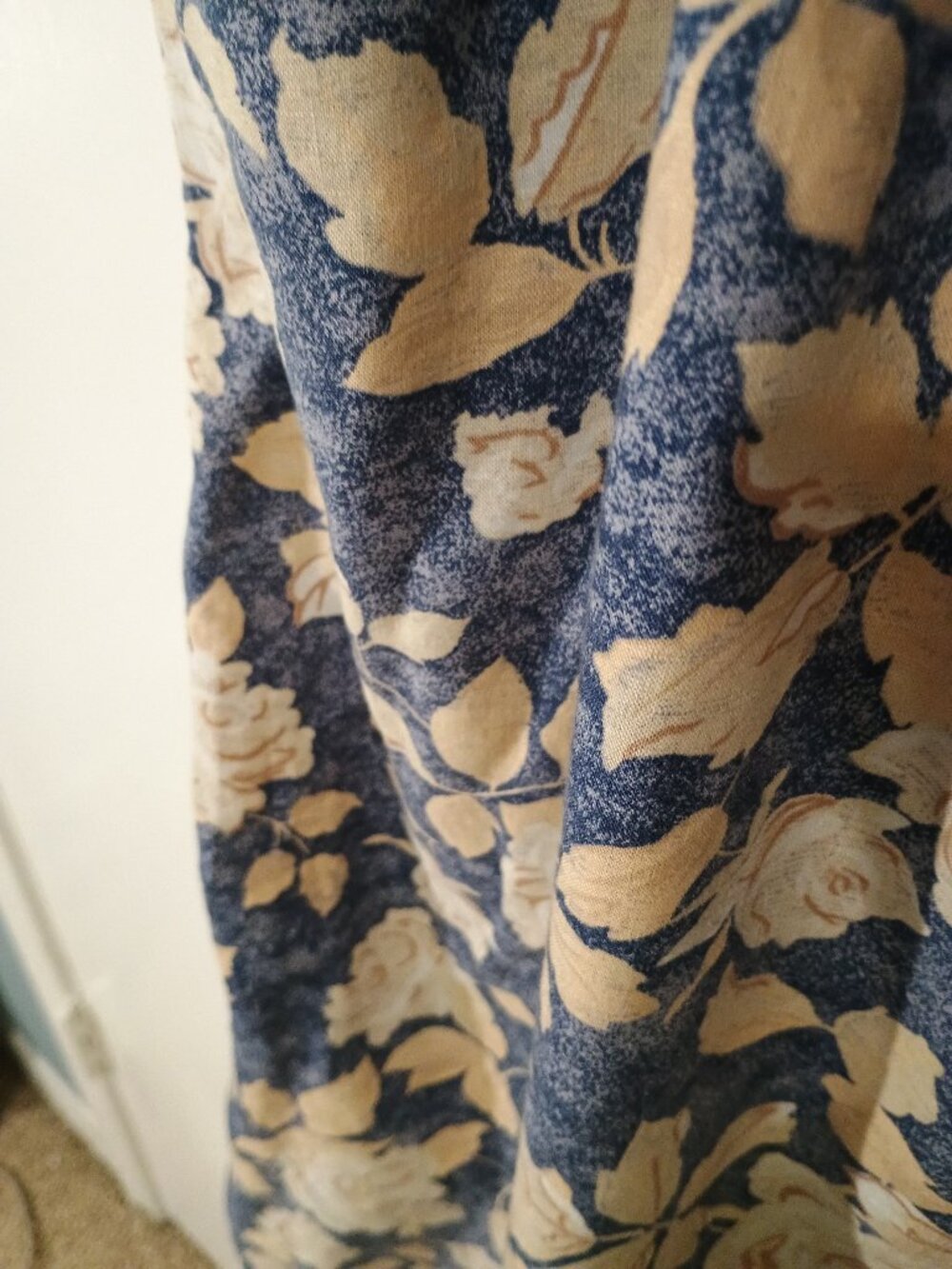 Vintage Y2K Blue Linen Blend Floral Button Front Sleeveless Midi Dress Women's - Picture 4 of 7